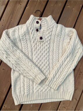 L.L. BEAN fisherman wool knit cream sweater size large